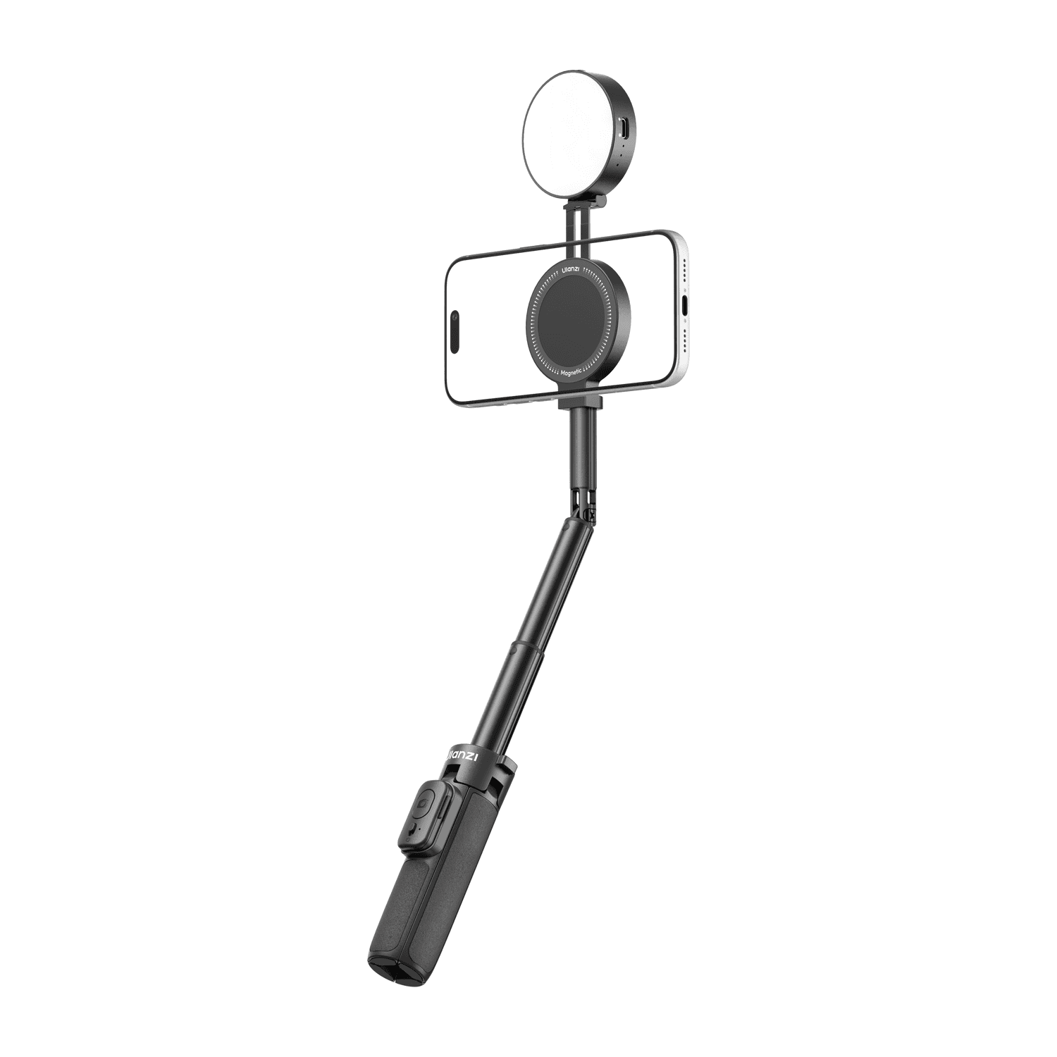 Ulanzi MT40 palo selfie mini magnético con luz de relleno, negro