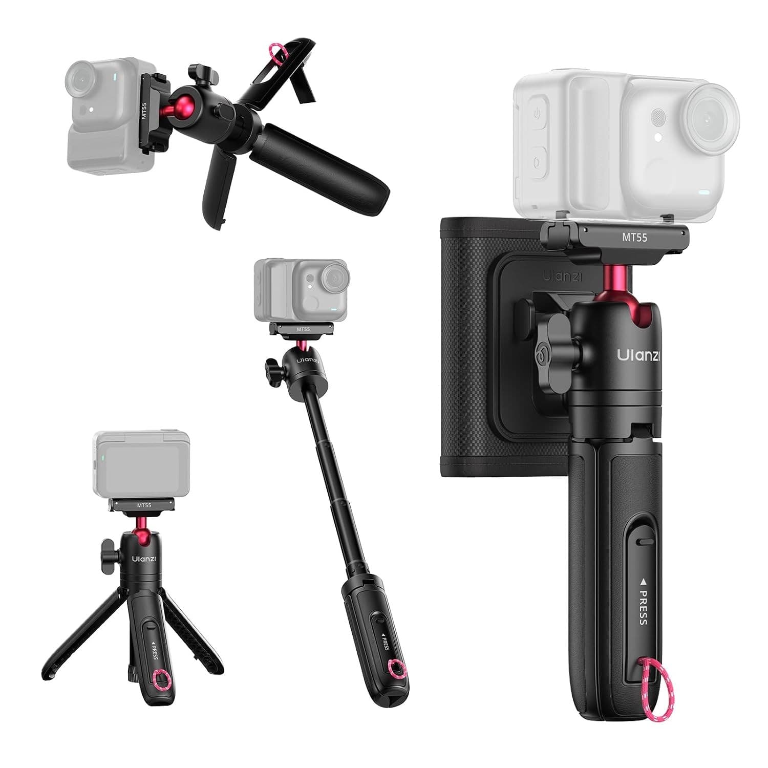 Ulanzi MT55 SnapGo mini trípode y palo selfie para Insta360 GO Ultra, negro