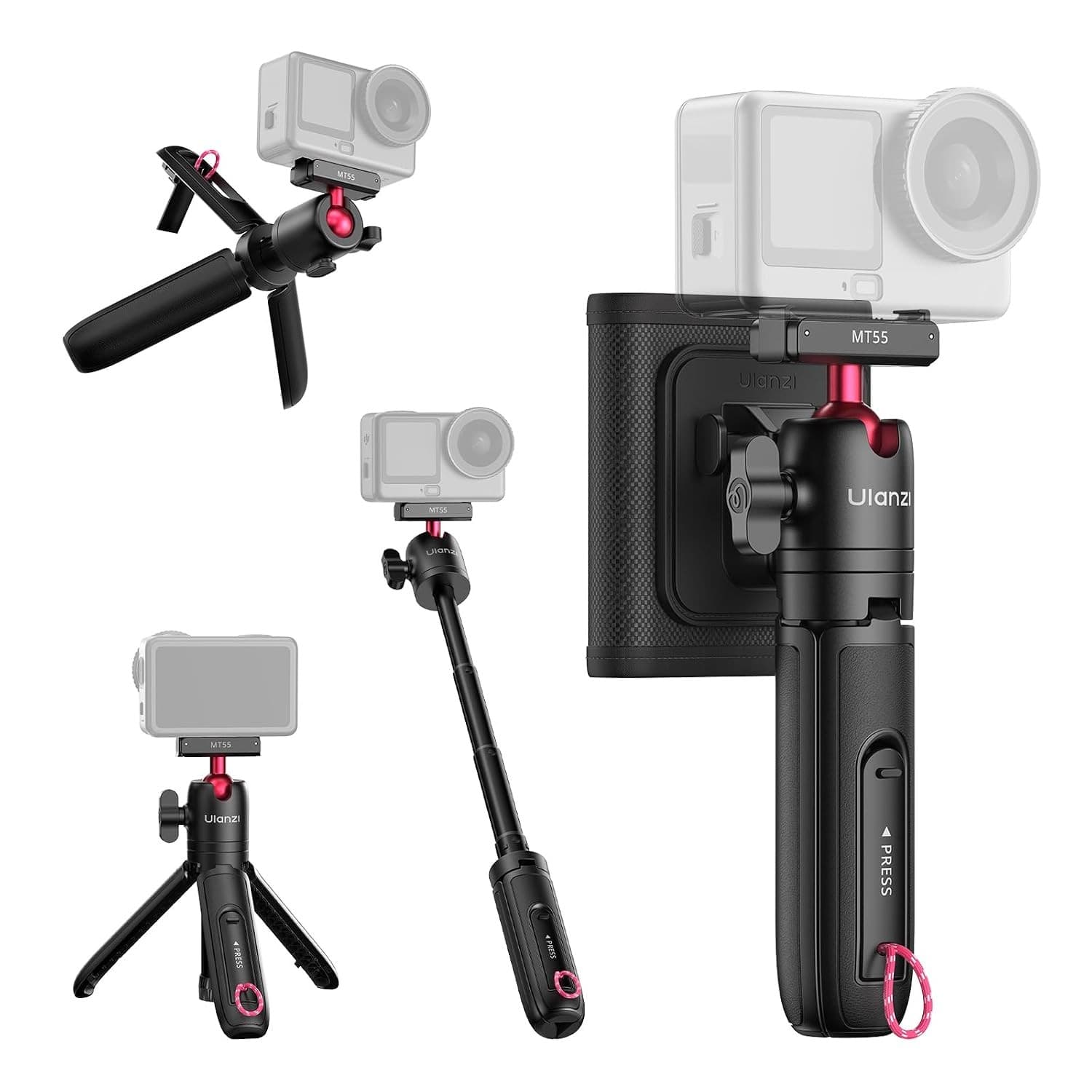 Ulanzi MT55 SnapGo mini trípode y palo selfie para DJI Osmo Action 6 y Nano, negro