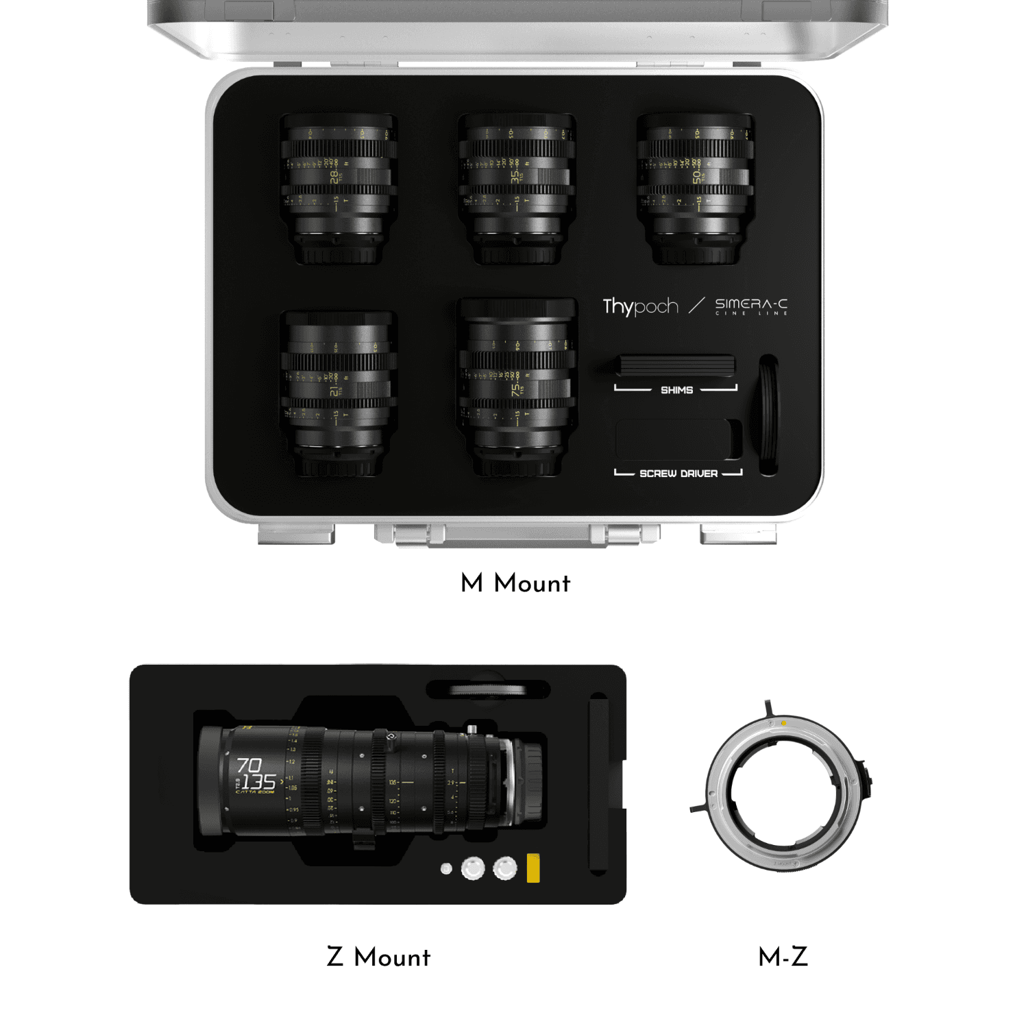 Thypoch Simera-C 21/28/35/50/75mm Catta Zoom 70-135mm (M-Z_Black_Case_7pcs)