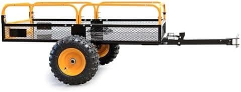 Wiltec Remorque basculante – 2100 x 1200 x 70 mm – capacité 450 kg – en Acier – avec Grille et Parois Amovibles – pour Tondeuse autoportée ATV Jardina