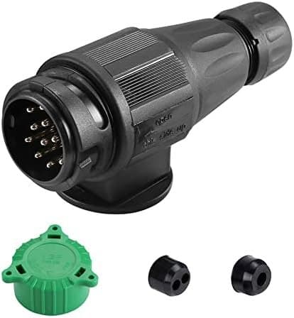 SPARKMOTO Prise Remorque 13 Broches Male Étanche, 12V Prise attelage 13 Broches Connecteur Prise de Remorque Male pour Porte-vélos, Camion,Caravane,Fi