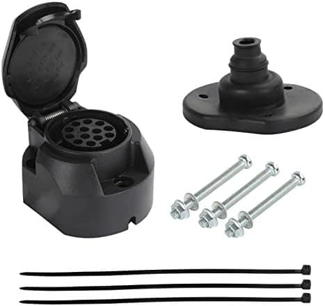 Qiping kit Prise Remorque 13 Broches Femelle, Connecteur Fiche d'attelage 13 Pole Imperméable - Noir - testeur 7 broches
