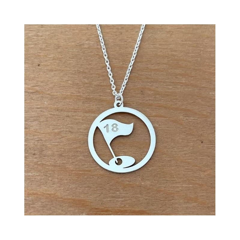 Collier + pendentif femme argent, Golf - Drapeau 18 - CabanetChanque