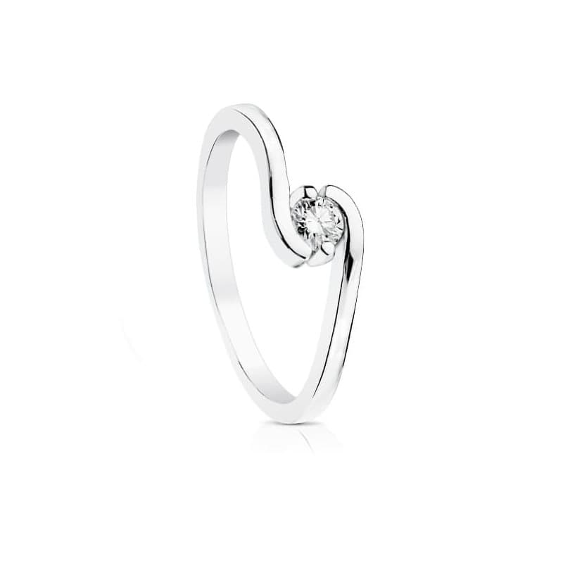 Bague solitaire femme, Or blanc et diamant - Maïa - Lyn&Or Bijoux