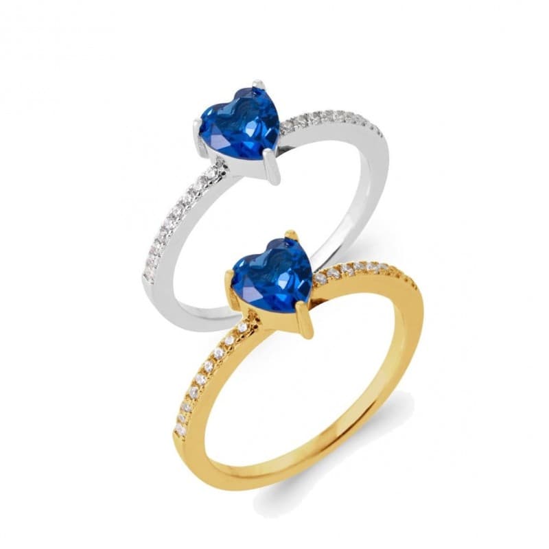 Bague coeur bleu océan pour femme - Marina - Lyn&Or Bijoux