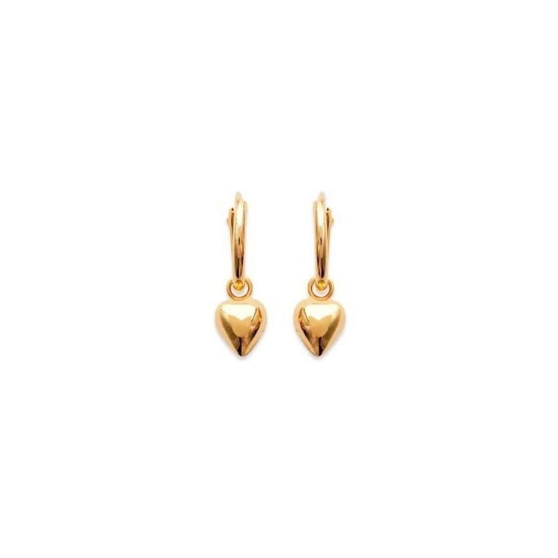 Créoles avec breloque coeur en plaqué or 12 mm - Lyn&Or Bijoux
