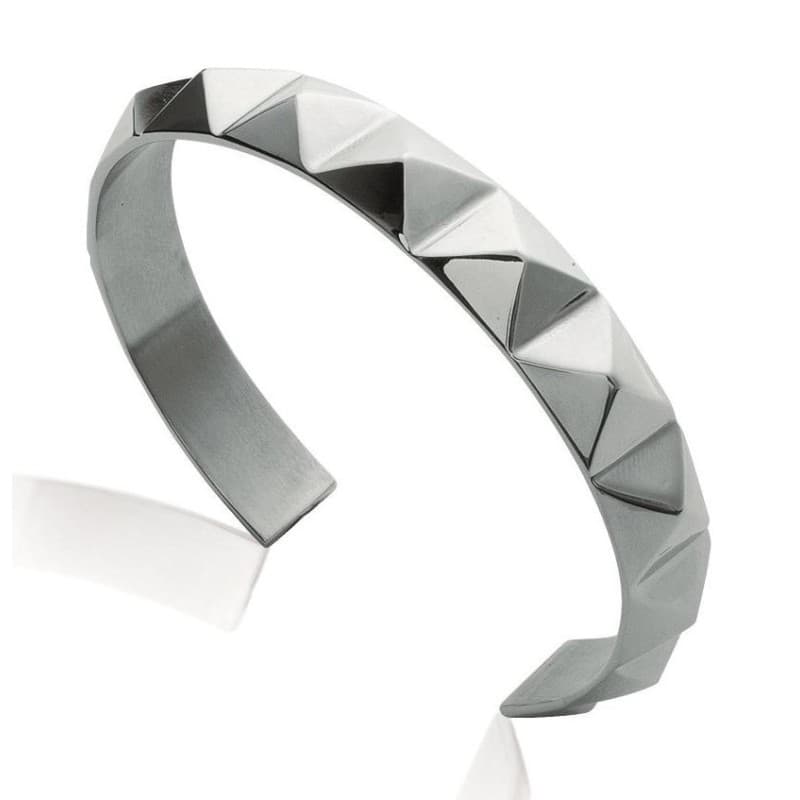 Bracelet jonc femme, pointes en acier gris - Malya - Lyn&Or Bijoux