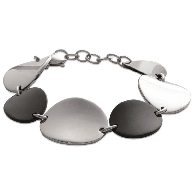 Bracelet femme en acier noir et gris - Heptica - Lyn&Or Bijoux