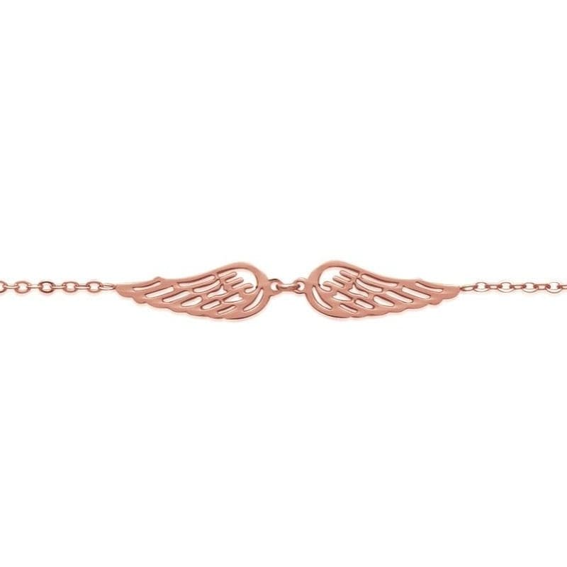 Bracelet femme acier rose, deux ailes - Sylvia - Lyn&Or Bijoux