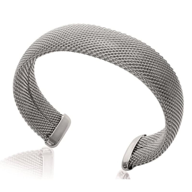 Bracelet femme en acier, large jonc tressé - Gala - Lyn&Or Bijoux