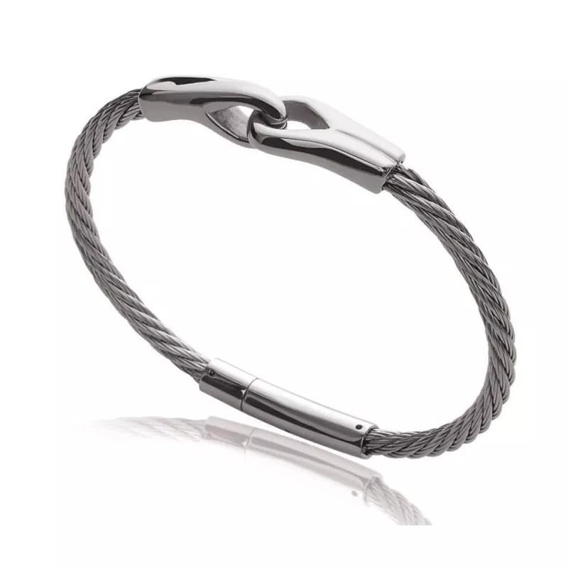 Bracelet tendance homme, câble en acier gris - Syn - Lyn&Or Bijoux