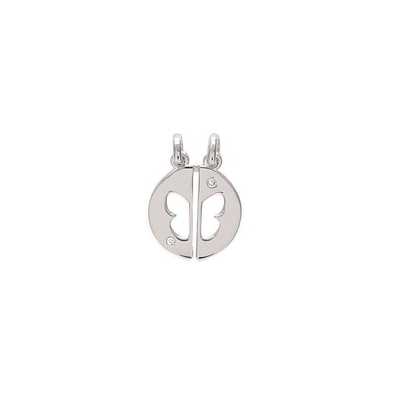 Pendentif d'amitié en argent et zircon - Papillon - Lyn&Or Bijoux