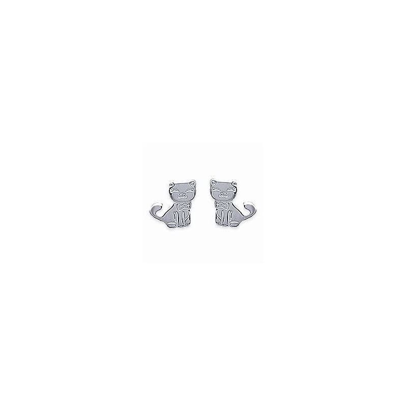 Boucles d'oreilles enfant en argent - Chat - Lyn&Or Bijoux