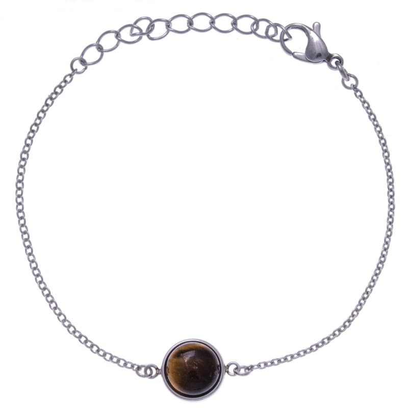 Bracelet femme en acier + cabochon Oeil du Tigre - Bijoux Yola