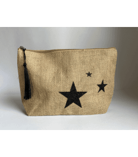 Pochette 3 Etoiles Noires en Jute - NaYa