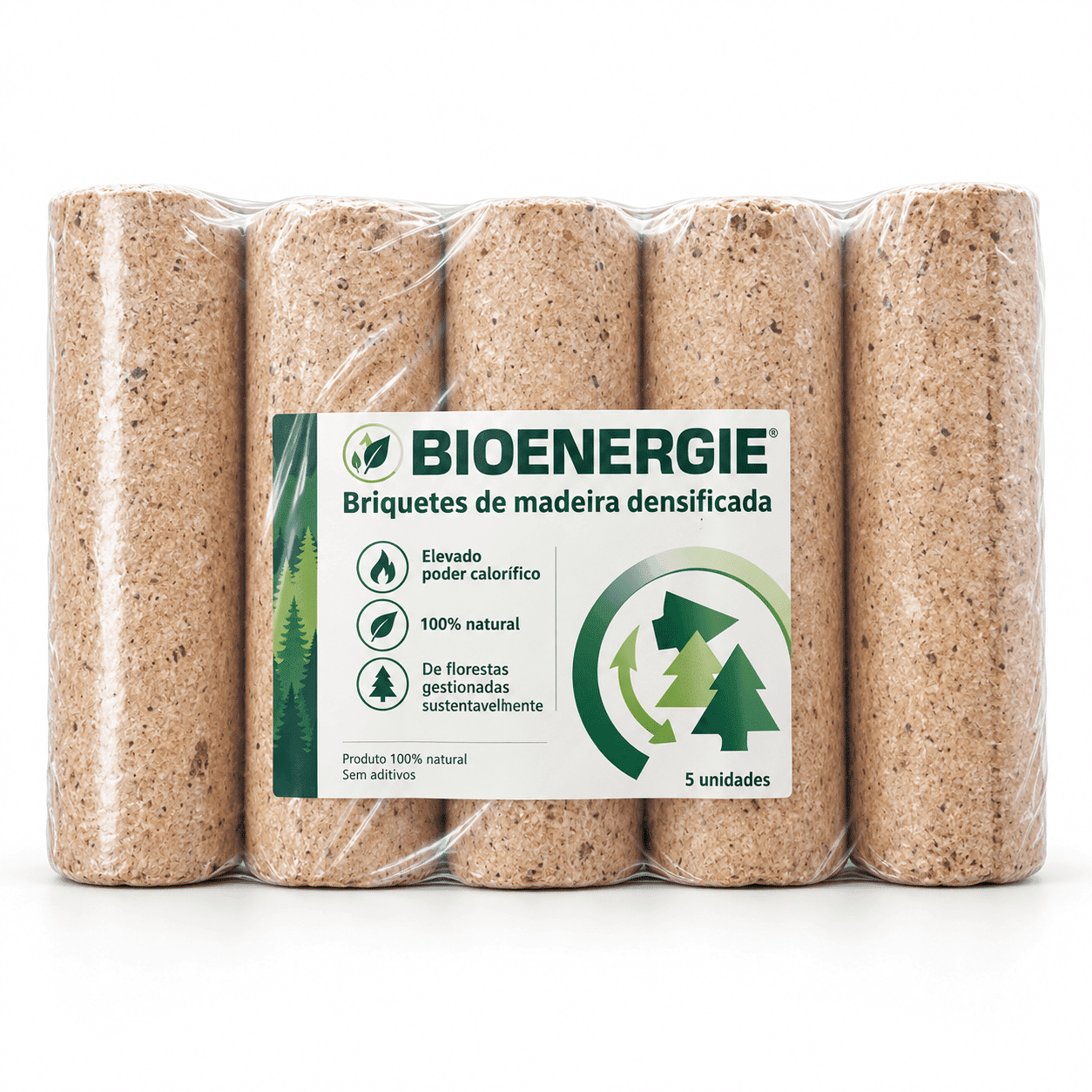 BIOENERGIE briquetes de madeira – palete 5 × 96 briquetes – elevado poder calorífico