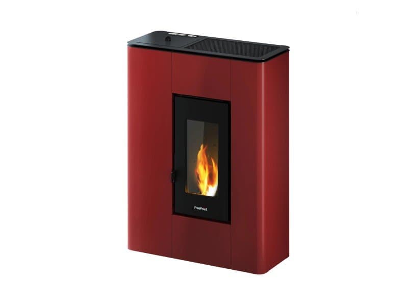 Freepoint Atri salamandra a pellets em metal Bordeaux 4,9 kW