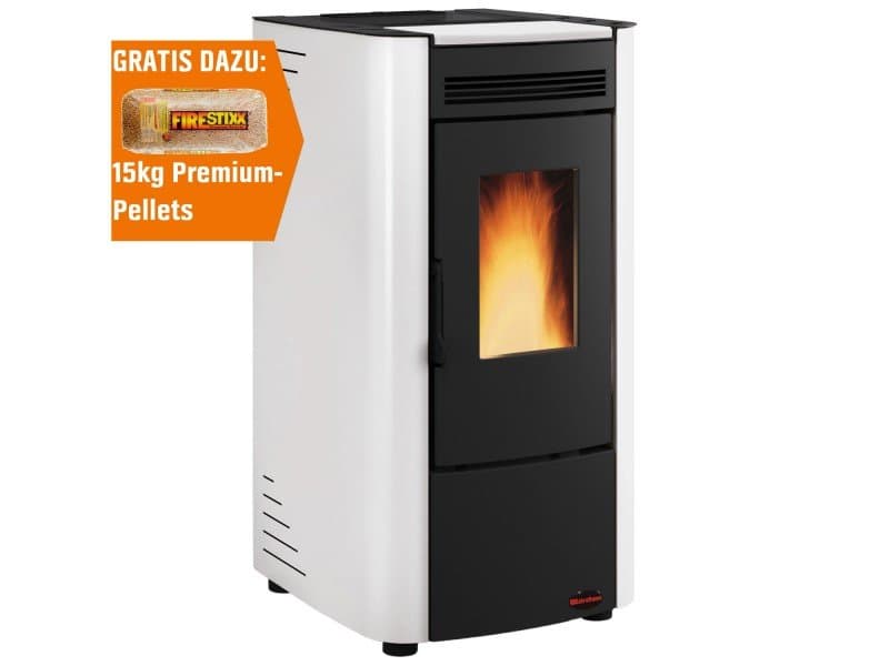 Firefix Ketty salamandra a pellets em aço preto-branco 6,3 kW