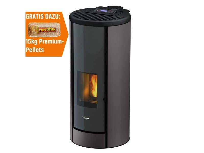 Freepoint Breeze salamandra a pellets em aço titânio 9,1 kW com controlo automático