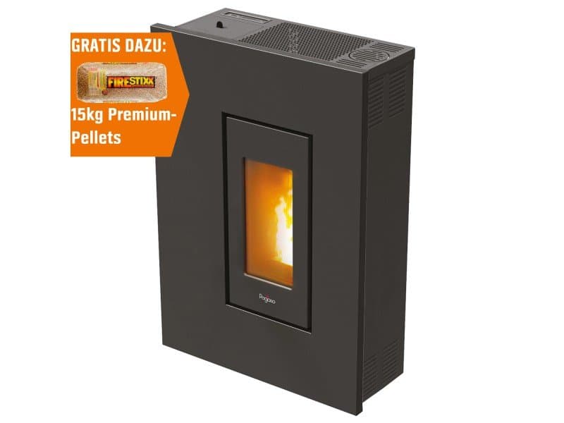 PEGASO Madison salamandra a pellets em aço antracite 5,3 kW com controlo automático