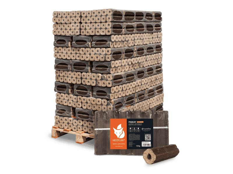 Heizfuxx PiniKay Octagon briquetes de madeira dura – 96 embalagens de 10 kg – palete 960 kg