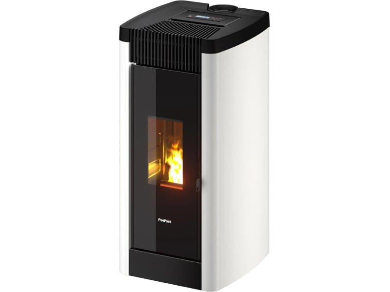 Freepoint STEE salamandra a pellets em aço branca 8,5 kW com controlo automático