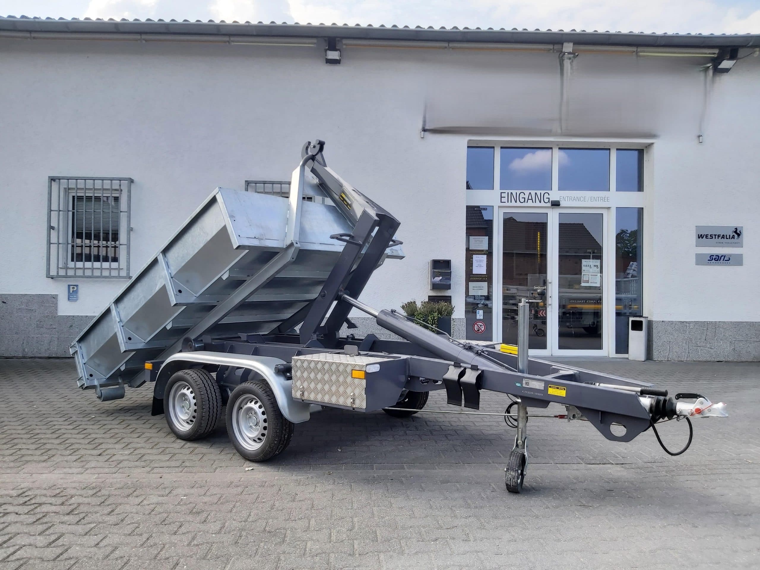 Hakenlift Anhänger Kipper KONOS 3500 elektro hydraulisch 3500kg mit Container Mulde