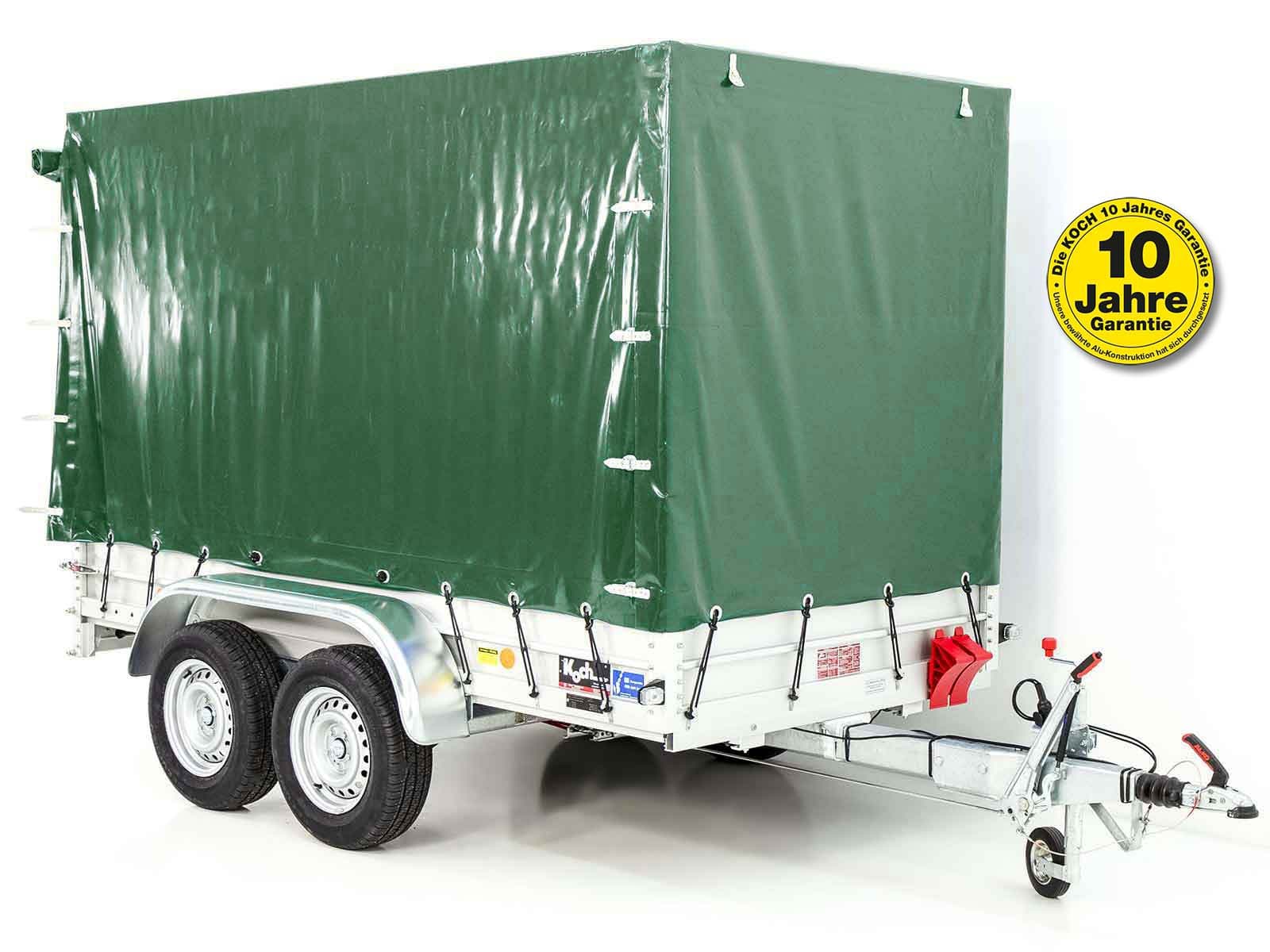 Anhänger mit Plane 150x300cm 2600kg | Typ 7.26 | Hochplane 180cm – Grün-Neu