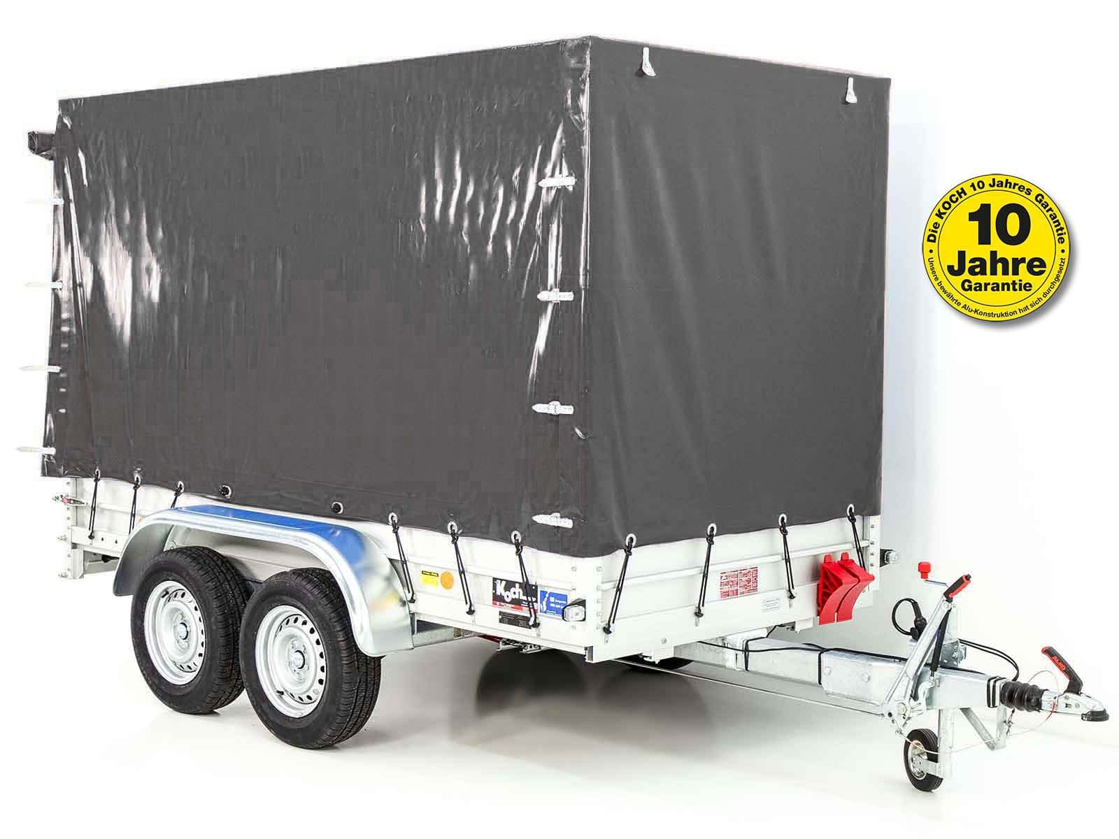 Anhänger mit Plane 150x300cm 2600kg | Typ 7.26 | Hochplane 180 cm – Anthrazit-Neu