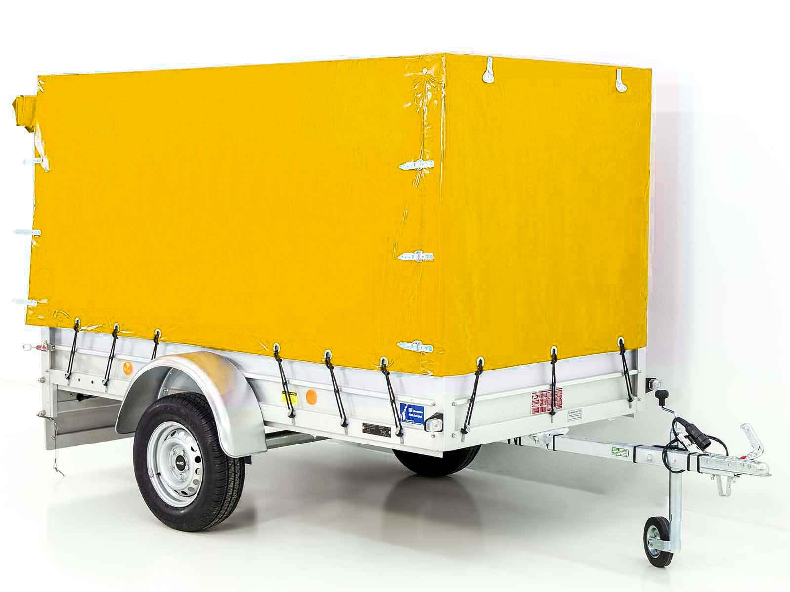 Anhänger mit Plane 125x250cm 750kg | Typ U4 | Hochplane 140 cm Profi | Gelb-Neu