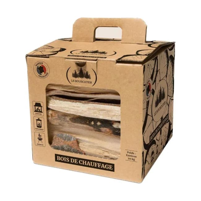 Caja de 20l de leña para chimenea, estufa, horno de pizza, cocinas, barbacoa y brasero