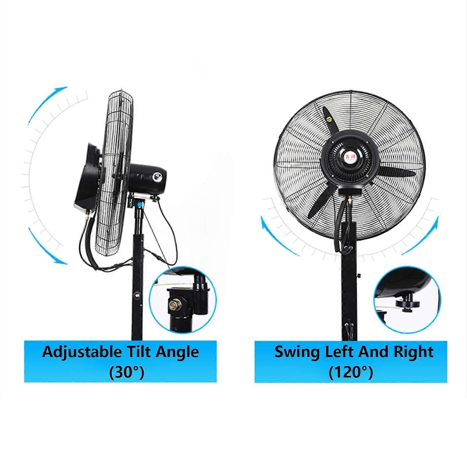 Ventilador de pie industrial 550mm 22in con depósito de agua de 11 galones, refrigeración por velocidad, oscilación de 120°