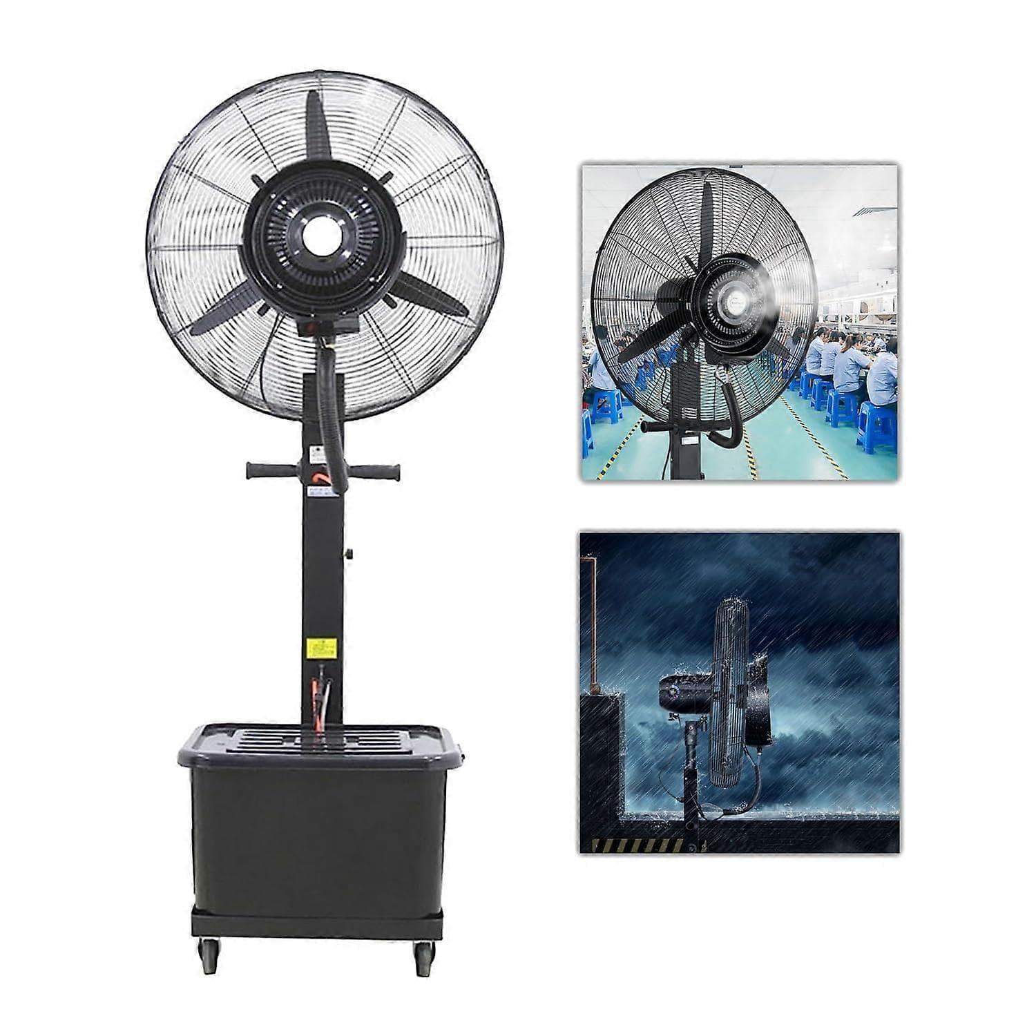 Ventilador de pie nebulizador de 30 pulgadas con flujo de aire y neblina refrescante, control de 3 velocidades, inclinación de 45°, motor de cobre sil