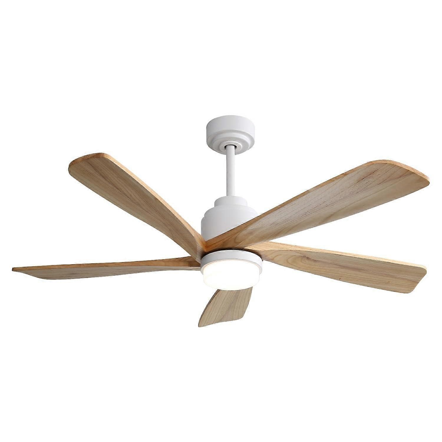 Ventilador de techo de interior de 52 pulgadas con mando a distancia, luz LED regulable, aspas de madera maciza y control por app inteligente