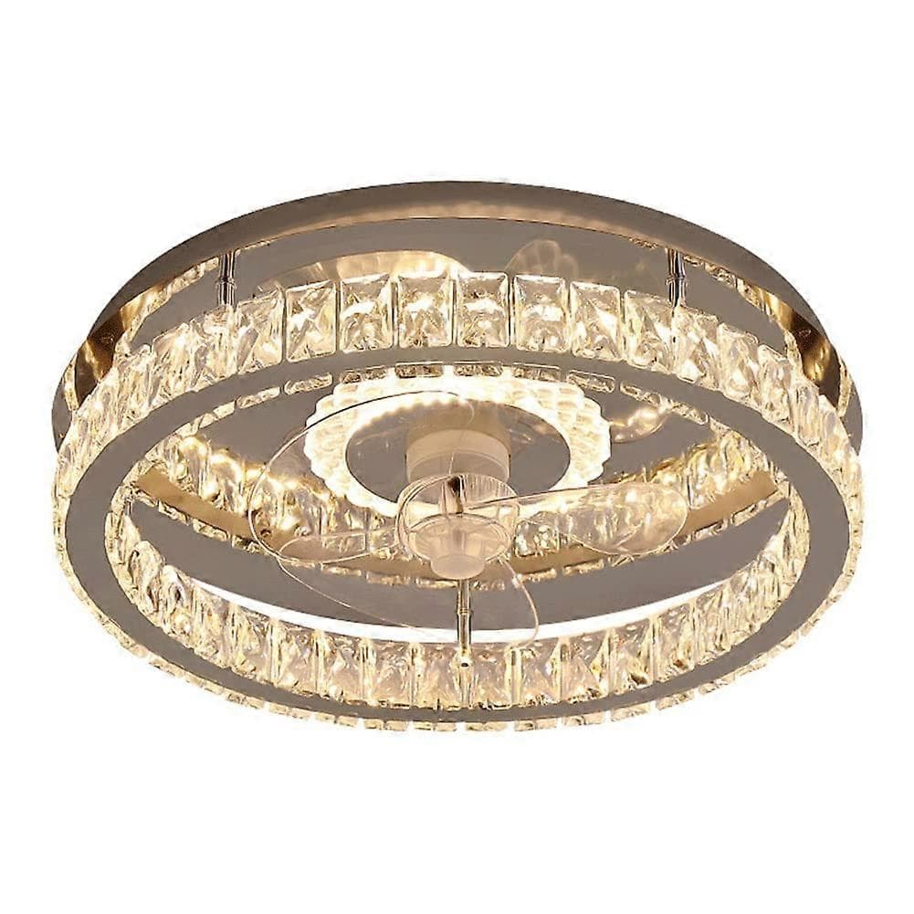 Ventilador de techo moderno de cristal con iluminación y mando a distancia, ventilador de techo LED discreto para dormitorio, 132 cm (52 pulgadas), ac