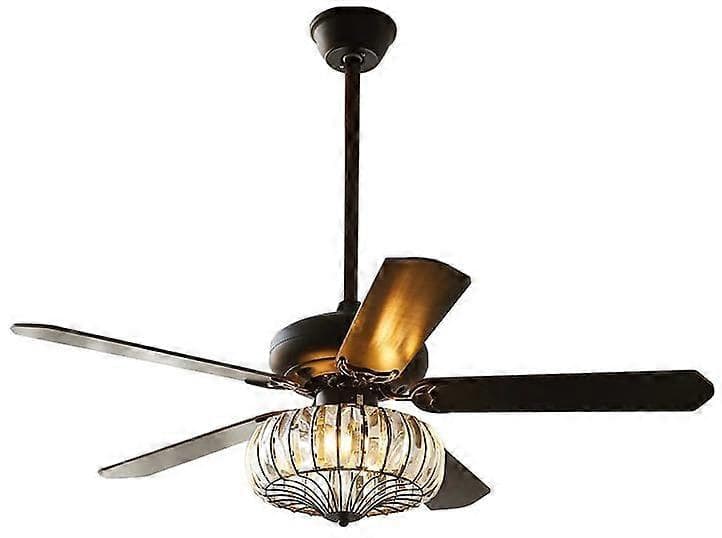 Ventilador de techo de cristal moderno negro de 42 pulgadas con 3 luces y mando a distancia, 5 aspas, reversible 52 pulgadas, salón