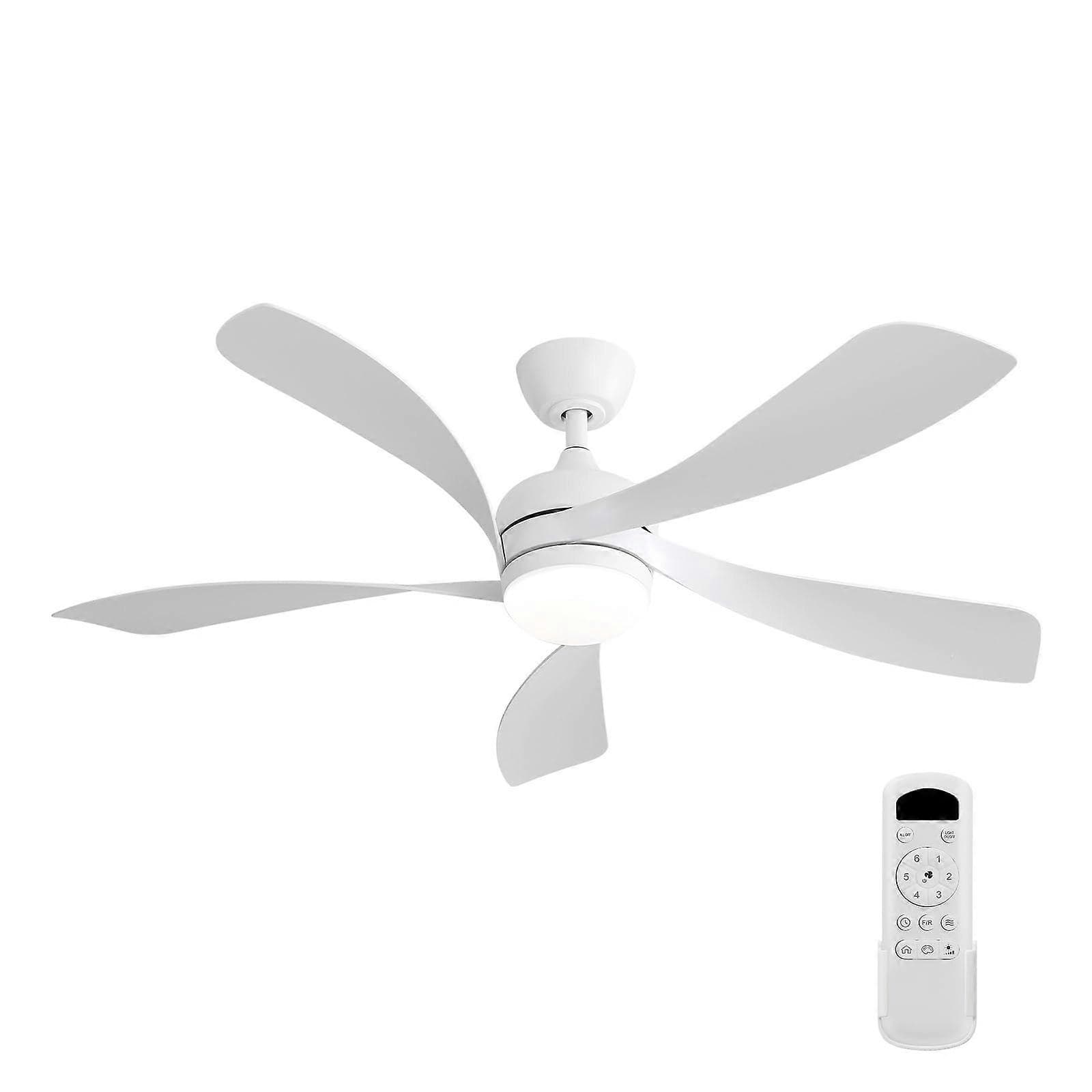 Ventilador de techo LED de 52 pulgadas con mando a distancia, luz moderna regulable de 3 colores, motor DC reversible para dormitorio