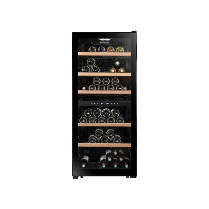 Cave à vin LS102DZBLACK La Sommelière – 102 bouteilles – double zone 5-18°C – connectée Vinotag – porte anti-UV – design All Black