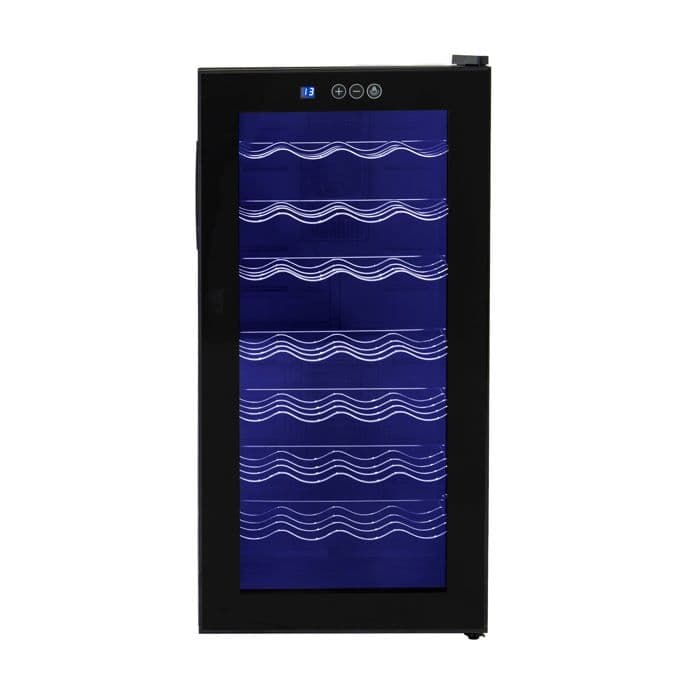 Frigo Cave à Vin Porte en Verre Éclairage LED 78 L 28 Places Panneau Noir 8-18°C