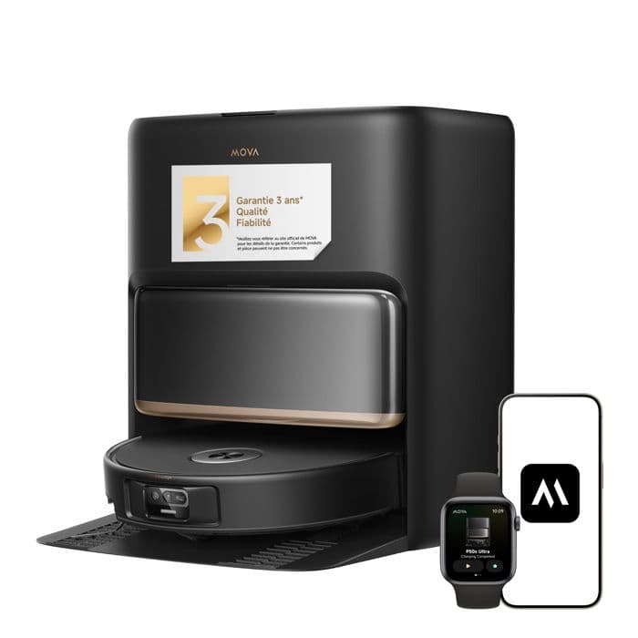 MOVA P50s Ultra Robot Aspirateur 24000 Pa – Navigation FlashPulse™, Brosse Double, JetSpray, StepMaster