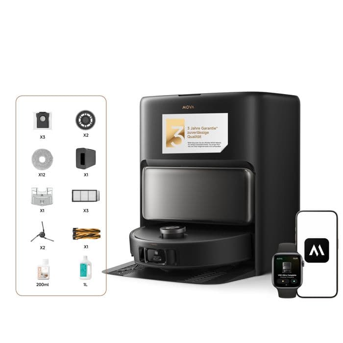 MOVA V50 Ultra Complete – Robot Aspirateur et Laveur avec Vidage Automatique 24 000 Pa, Noir