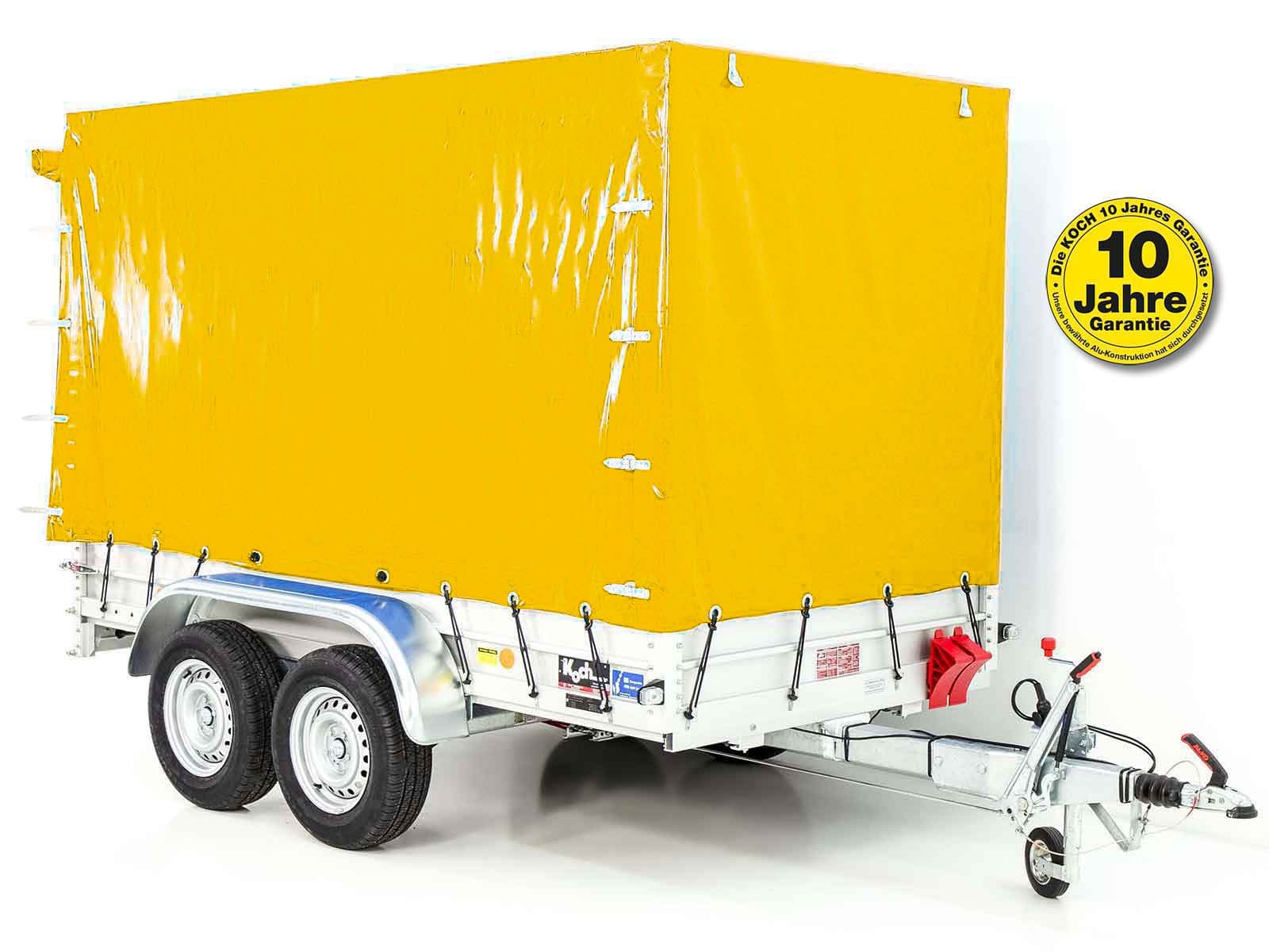 Anhänger mit Plane 150x300cm 2600kg | Typ 7.26 | Hochplane 180cm – Gelb - Neu