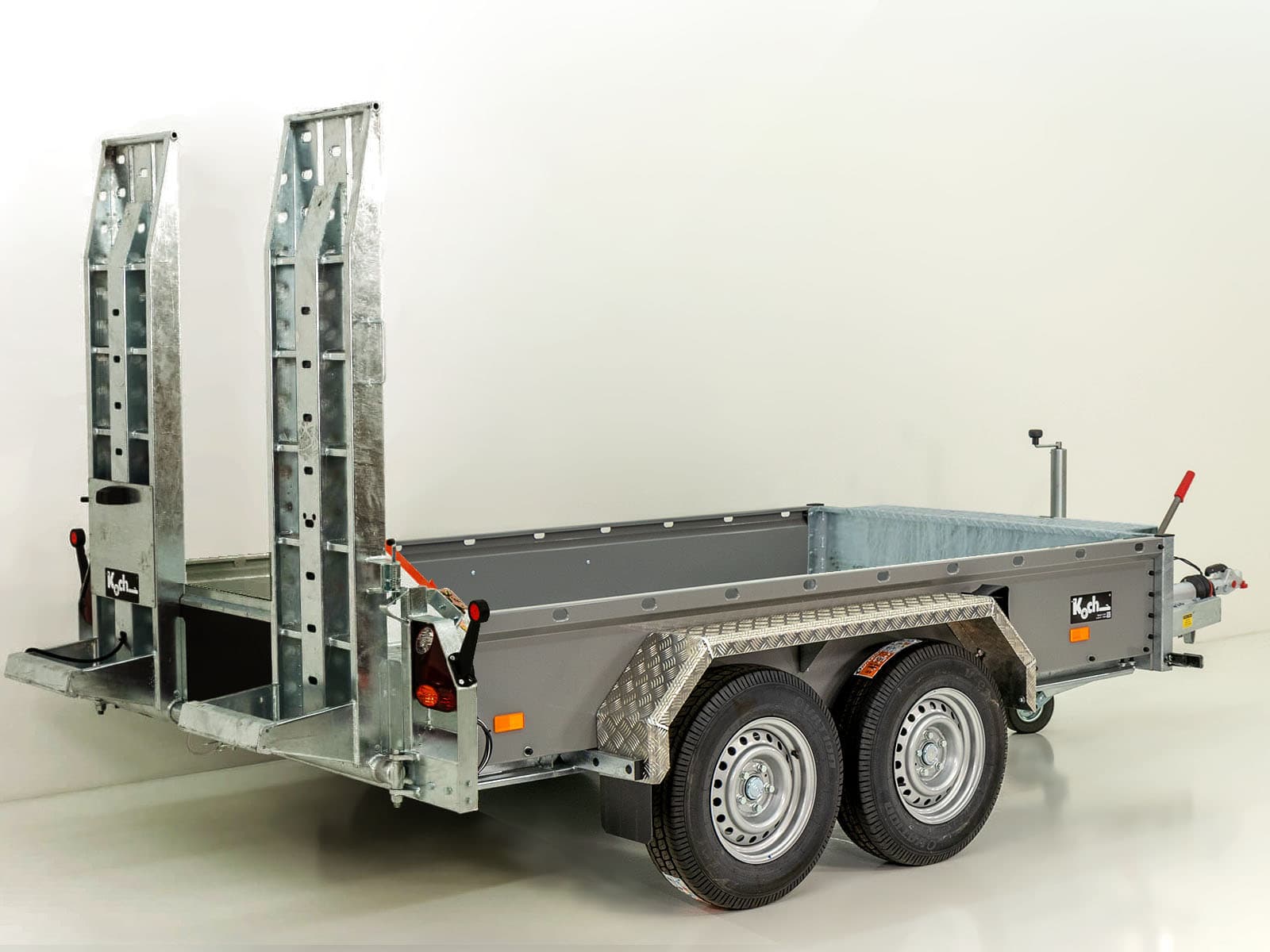 Vezeko Baumaschinenanhänger BA 155x360cm 3,5t | SB | Schwenk-Rampen | grau-Neu