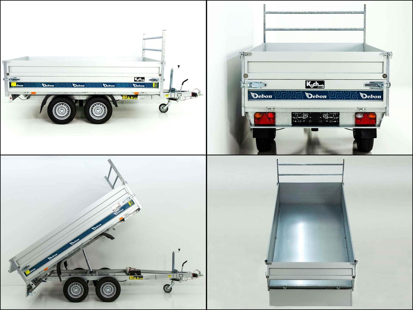 Debon Heckkippmulde 150x250cm 1,5t – elektrische Pumpe, Neufahrzeug