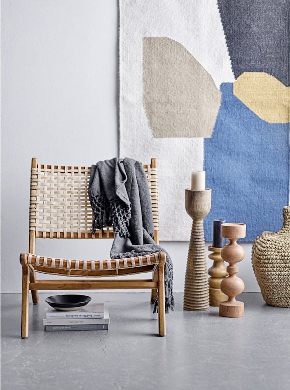 Fauteuil lounge en teck et rotin naturel, Keila   - Bloomingville 