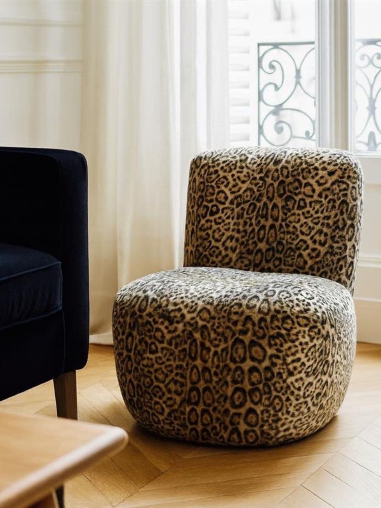 Fauteuil en tissu bouclette, Eve doudou Leopard  - MBS DESIGN COLLECTION 