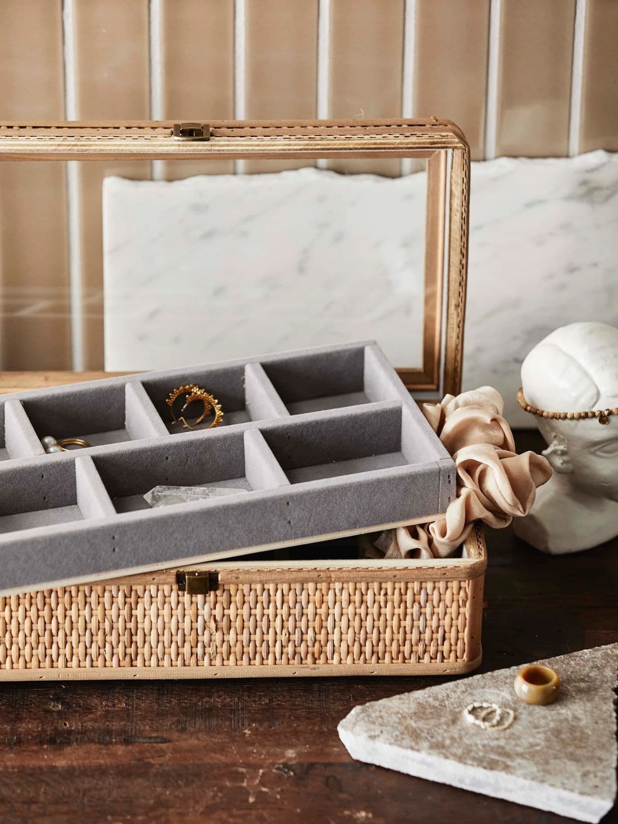 Boîte à bijoux en rotin, Rattan   - NORDAL 