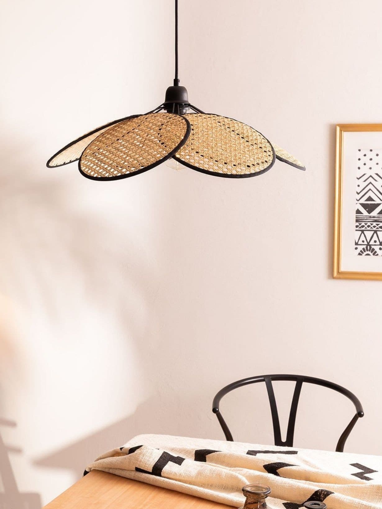 Suspension en cannage naturel ganse noir 73cm, Evasion   - Opjet 