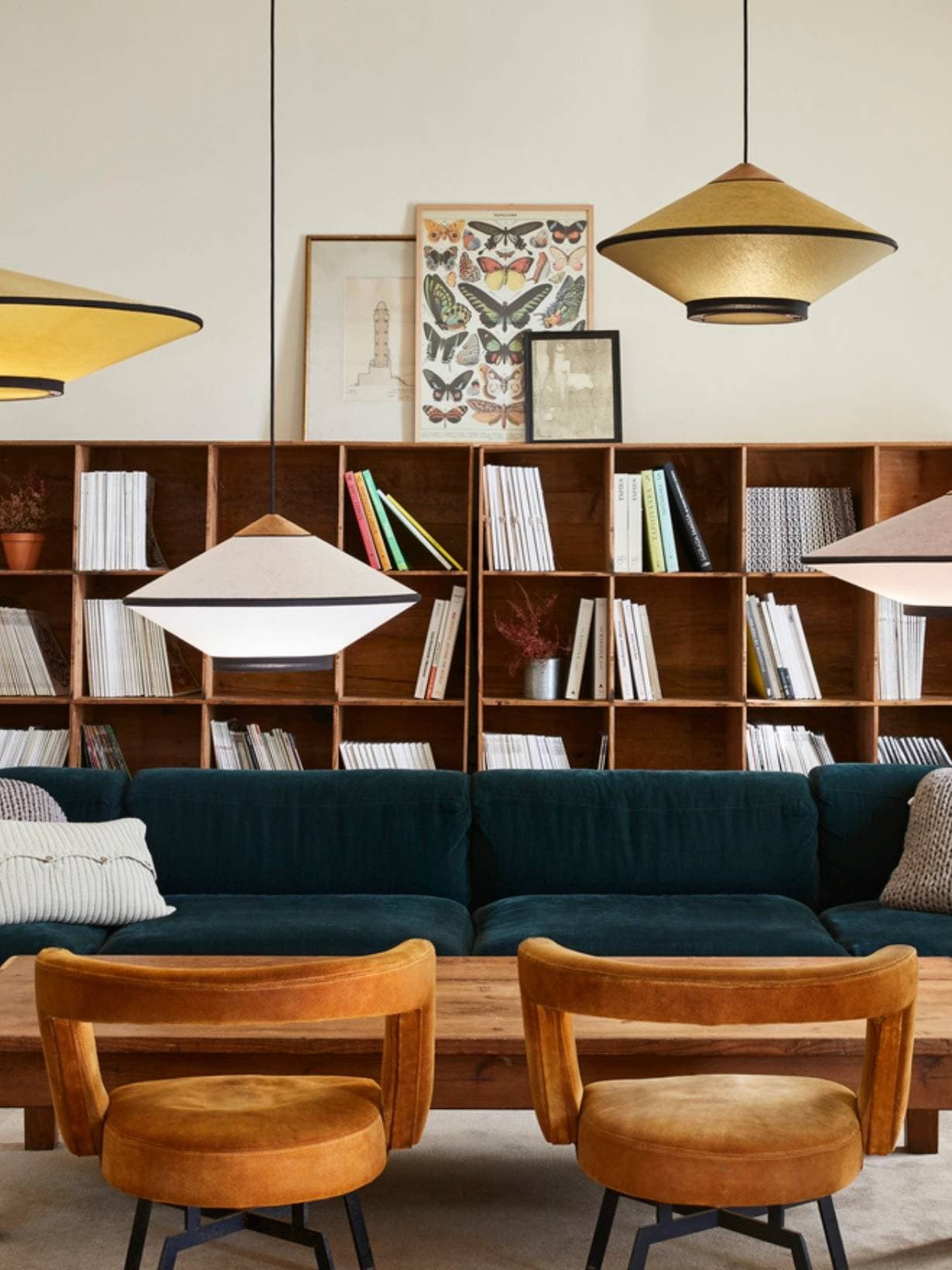 Suspension en velours et bambou, Cymbal S Bleu  - Forestier 